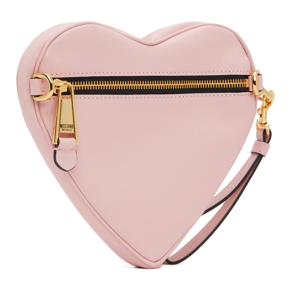 Moschino Micro Logo Metal Detachable Strap Calfskin Clutch Women clutch Pink 8402-8008-0225