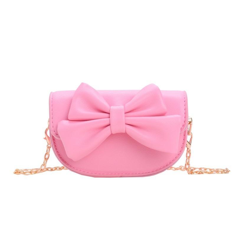 Cute Bow Decoration Solid Color Children Shoulder Chain Bag For Outings Casual