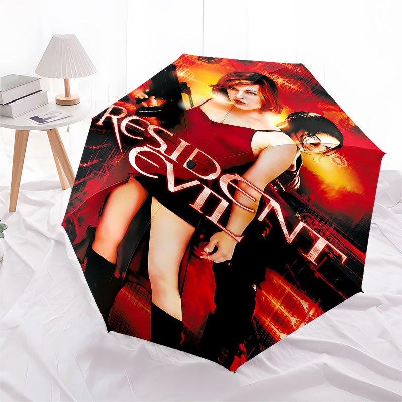 1pc Resident Evil Automatic Opening/Closing Umbrella with Convenient Three-Fold Design, 8 Iron Ribs - for Outdoor Daily Use, Travel A12