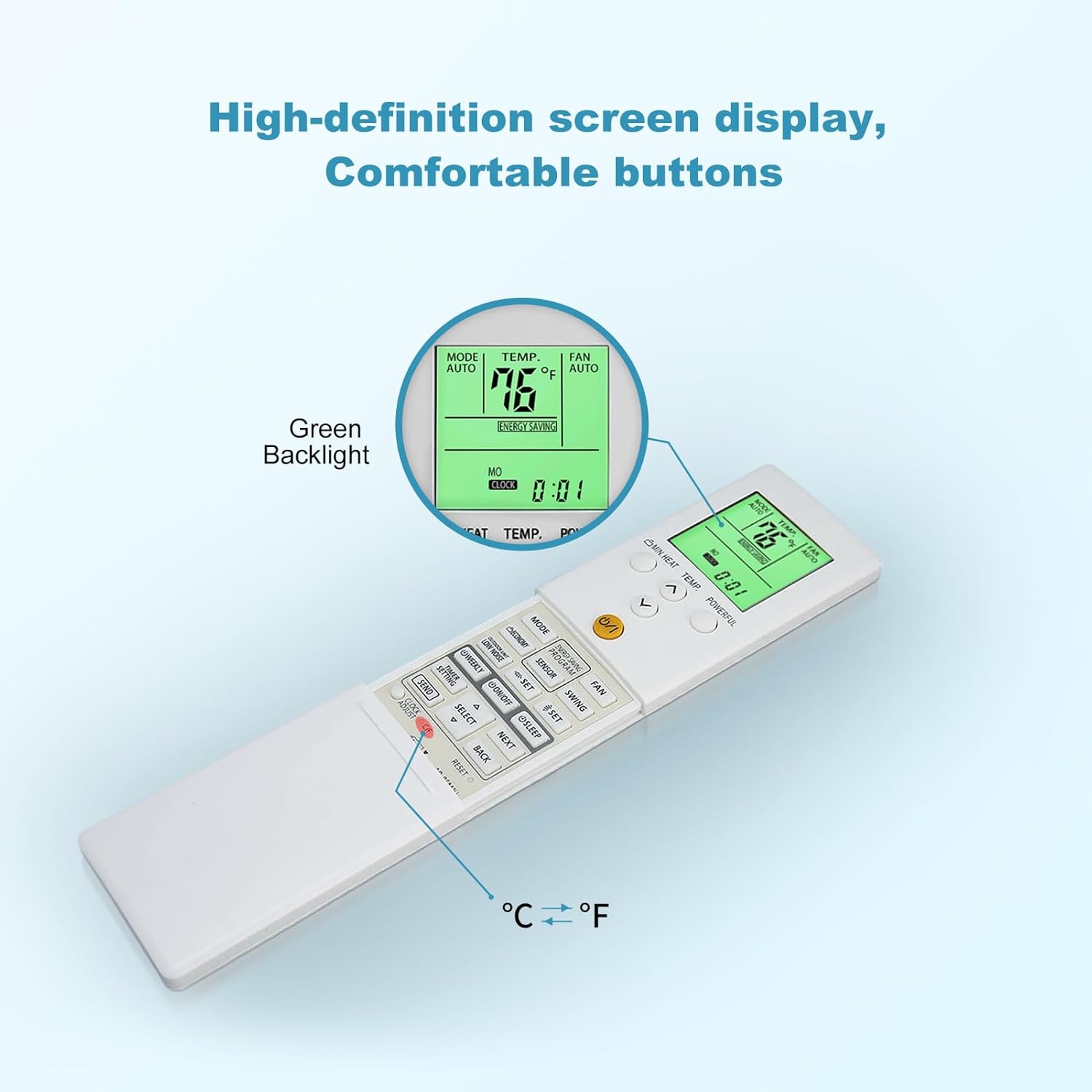 Air Conditioner Remote for FUJITSU, Replacement for FUJITSU Air Conditioner Remote Control AR REF ASU12RLS3 AR REG1U ASU15RLS2 AOU12RLS3H ASU15RLF1