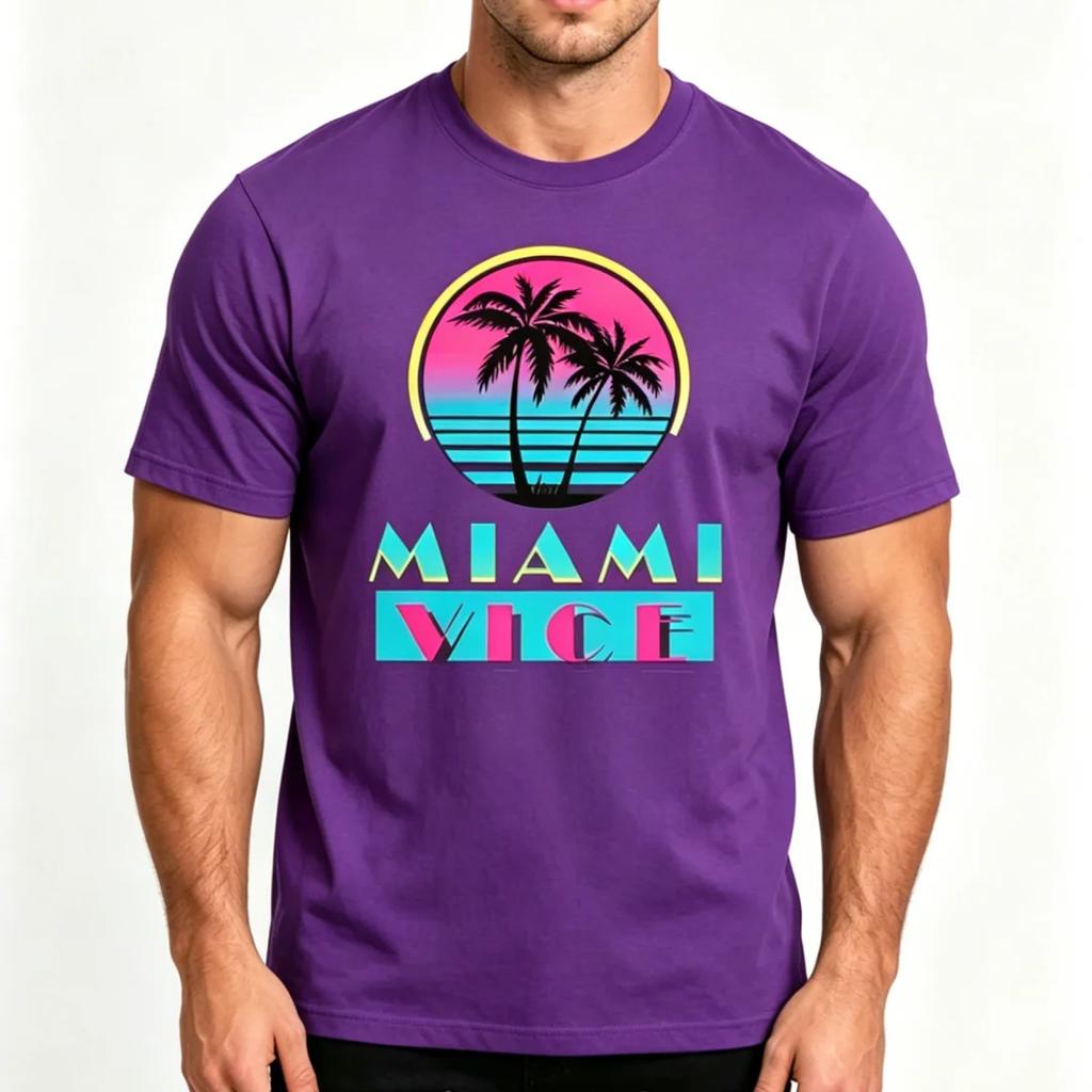Modisches Neues Palmen-T-Shirt Für Unisex 80er Klassisch Tropisch Strand Rundhals Kurzarm Oberteil Lässig Sommer Streetwear