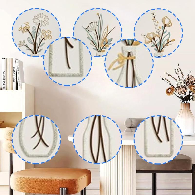 Set of 3 Metal Floral Wall Hangings Minimalists Flower Vases Line Art Wall Decors Sculptures for Living Room and Bedroom