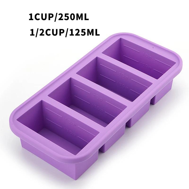 2/4/6-piece Silicone Freezer Tray Mold with Lid, Storage Box Food Box, Storage Containers for Soup, Broth, Meal Prep, Ice Cubes
