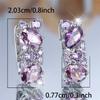 Cute Female Purple Zircon Stone Hoop Earrings Fashion Silver Color Wedding Jewelry For Women