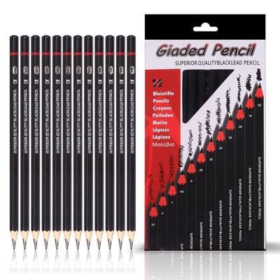 Set de 12 lápices de dibujo - Materiales de arte para principiantes y artistas profesionales - Kit de dibujo de grafito con lápices para sombreado para bocetar