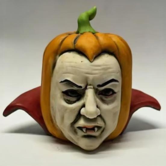 Pumpkin Face Sculpture Spooky Ghost Face Resin Pumpkin Figurine Halloween Tabletop Decoration for Indoor Outdoor Patio Home Decor