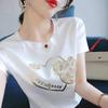 Korean Style Women's Loose-Fit Hot Stamping Short Sleeve T-shirt, Spring/Summer 2023 Fashion Design