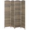 Wooden Room Divider, 4-Panel Folding Screen, 180 x 180 cm, Dark Oak