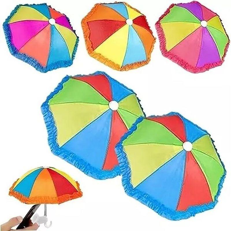 Delicaat Met Zuignap Telefoon Paraplu Zonneklep Regenwerend Telefoonhouder UV-Bescherming Mini Paraplu