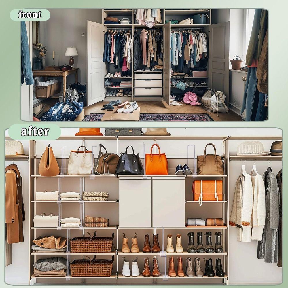 Closet Purse Organize Shelf Dividers Acrylic Shelf Separators In Closet  for Closet Organization