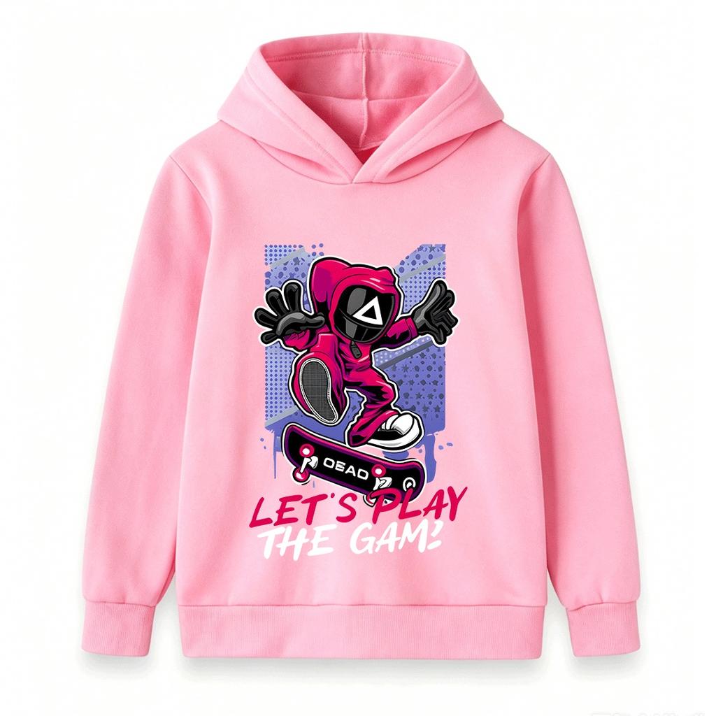Kids Boys Girls Hoodie, Cool Skateboard Game Character Printed Long Sleeve Pullover Sweatshirt for Casual Daily Wear
