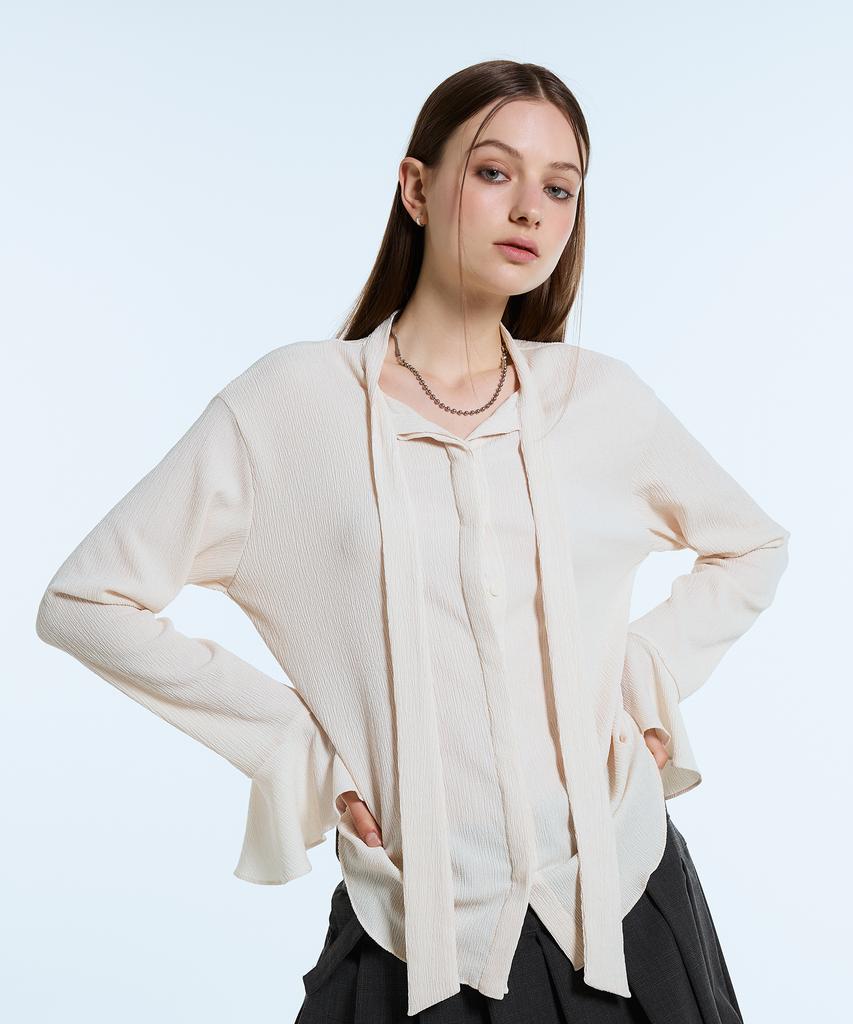 LARTIGENT L11 Tie Blouse(Beige)