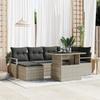 7-piece Garden Sofa Set with Light Grey Cushions Poly Rattan, 2-seater Garden Sofa with Storage and 3357595