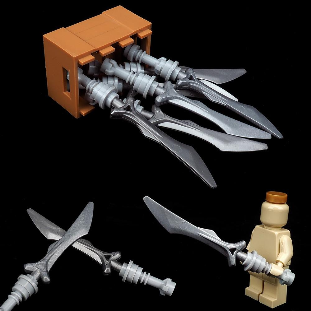 Războinic Argint Cuțit Bloc de Construcție Armă Asamblare Miniatură Model Maestru Accesorii de Război Echipament Jucărie