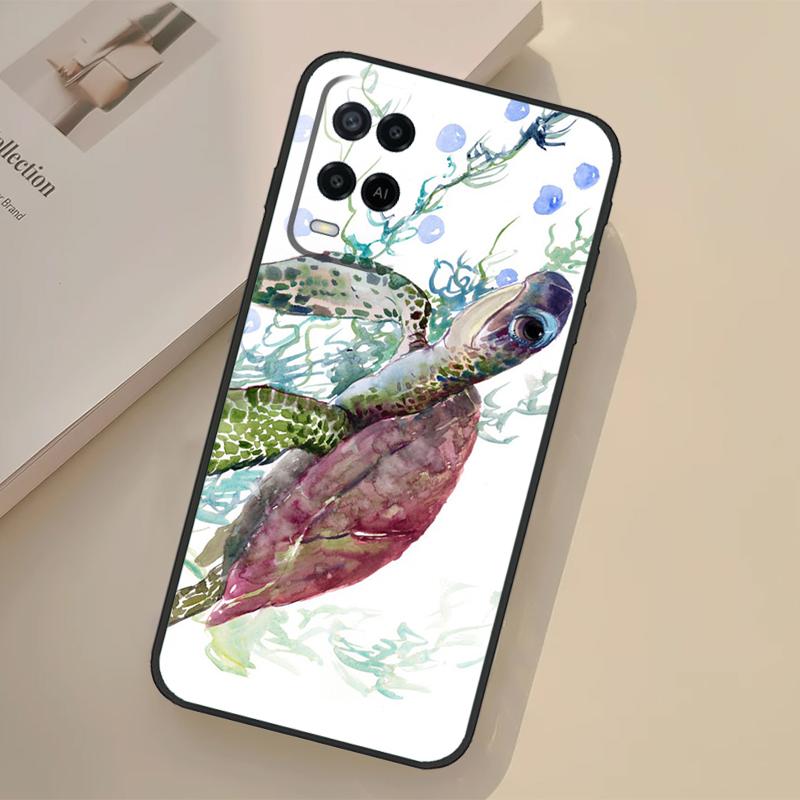 Sea Turtle Turquoise Oceanlife Case For Oppo A76 A96 A16 A17 A18 A60 A80 A40 A38 A58 A78 A98 A94 A74 A54 A15 A57 A77 A5 Pro