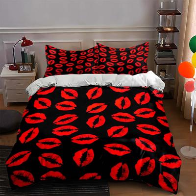 Red Lip Prints. Bedding Duvet Cover Sets Duvet Covers Pillowcases Gifts (1 * Duvet Cover 2 * Pillowcases, Without Duvet Insert)