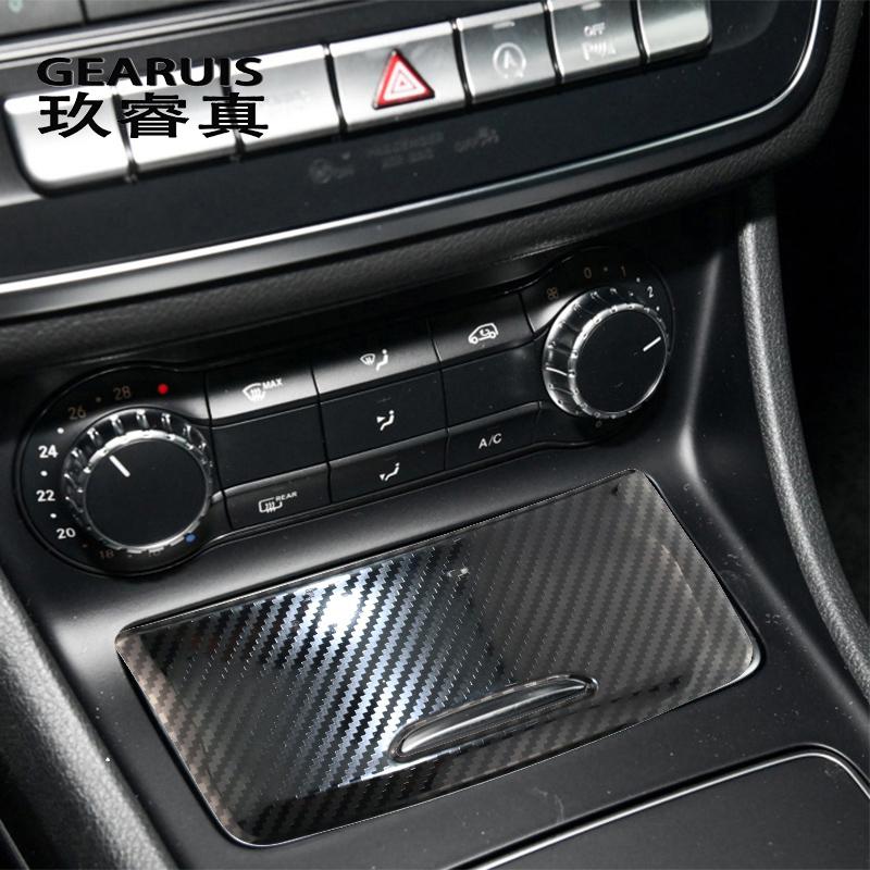 

Углеродное волокно, автомобильный Стайлинг, ящик для хранения центральной консоли, декоративные наклейки на панель для Mercedes Benz CLA GLA A Class W117 W176 Carbon fiber