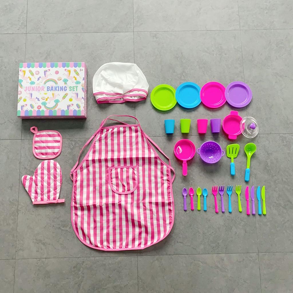 And Fun Colorful 30 Piece Kids Kitchen Toy Set With Realistic Cooking Utensils And Plates