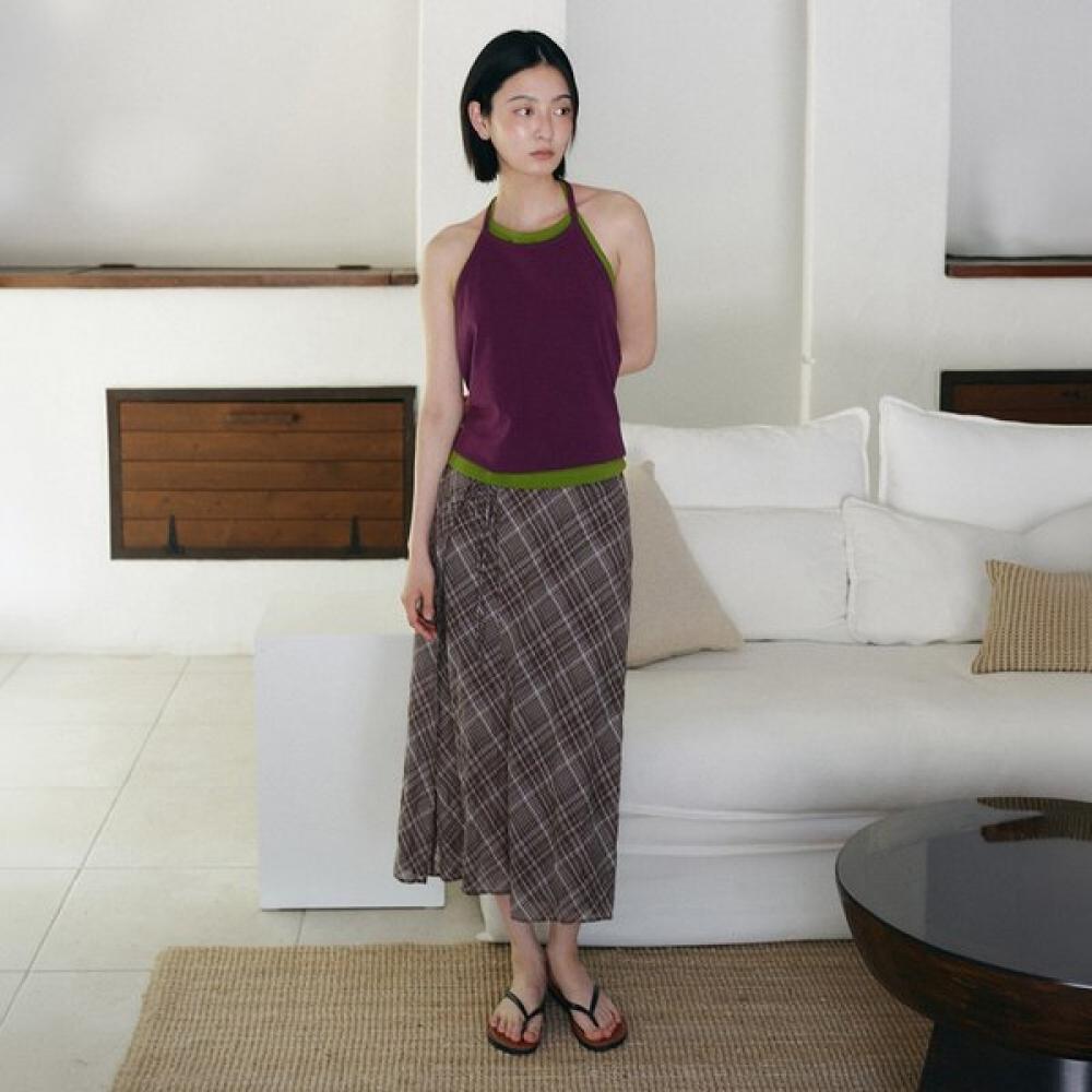 On On Check Skirt New6ms612 BROWN CHECK/S_01