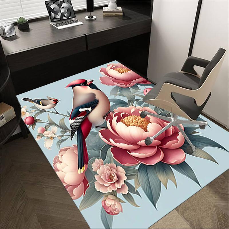

1PC Birds Flowers Non-Slip Floor Carpet Compatible for Office&Living Room&Bedroom&Dining room - Flat-Weave Machine-O364 60cm by 90cm