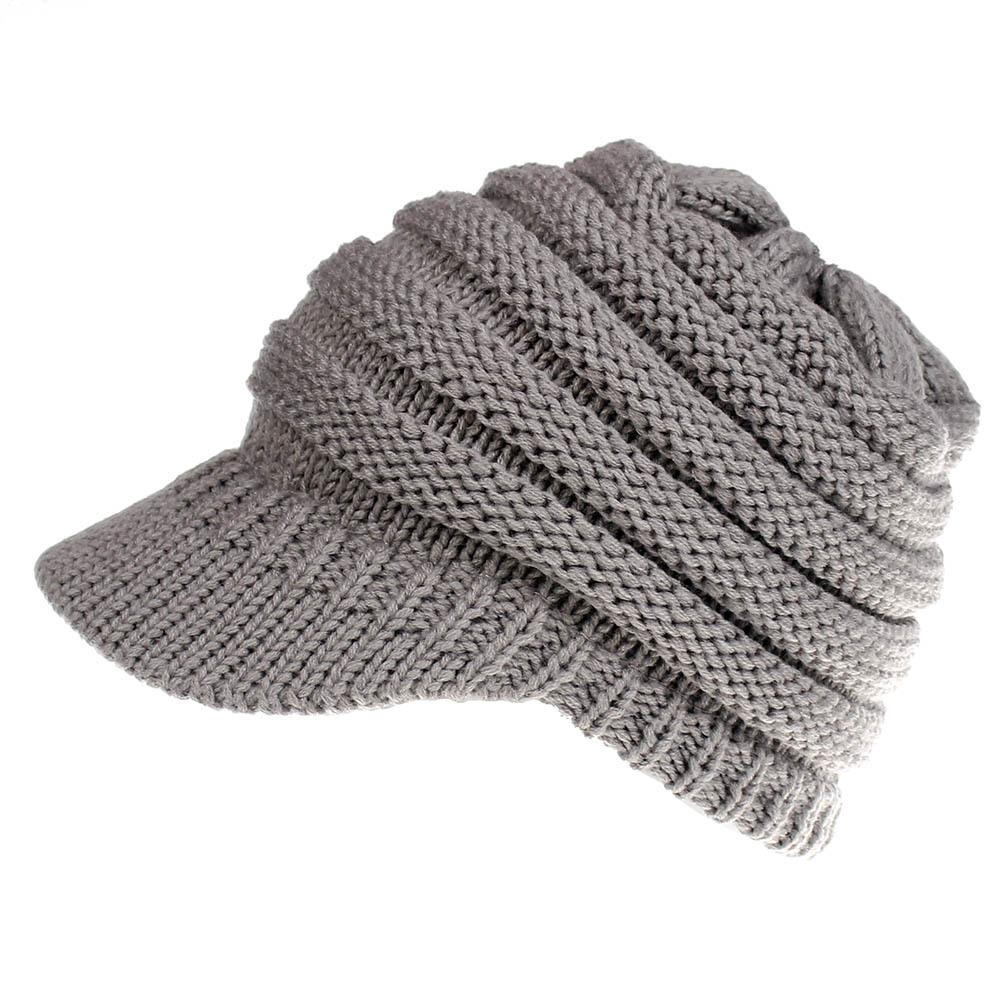 Ins neue gestrickte Baseballkappe für Damen ohne Logo offene Zopfmütze Hüte für Damen und Herren Skisportmütze