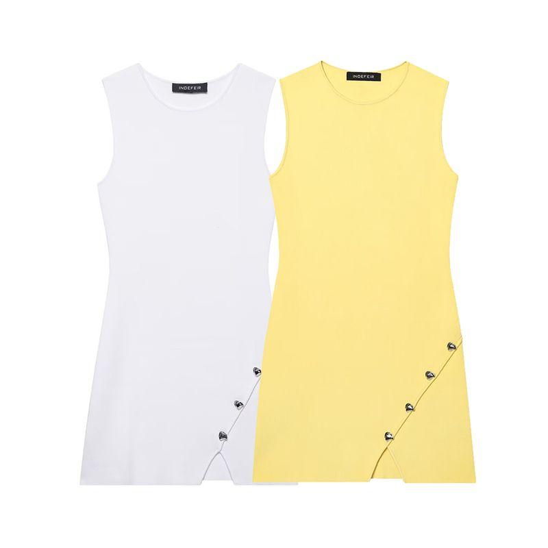 Kaslead New Women clothes Western Style Irregular Decorated Row Button Knitted dress 9598102 300