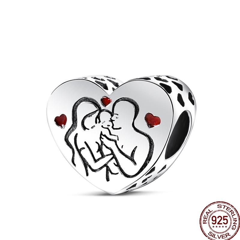 Copper Diy Beads Heart Shaped Tree Of Life Series Charm Fit Pan Original Bracelet For Women Jewelry Birthday Gift