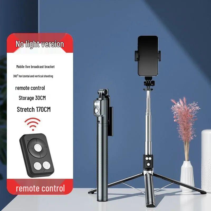 

2025 Portable Bluetooth Selfie Stick with Adjustable Phone Holder and Floor Stand for Travel and Live Streaming