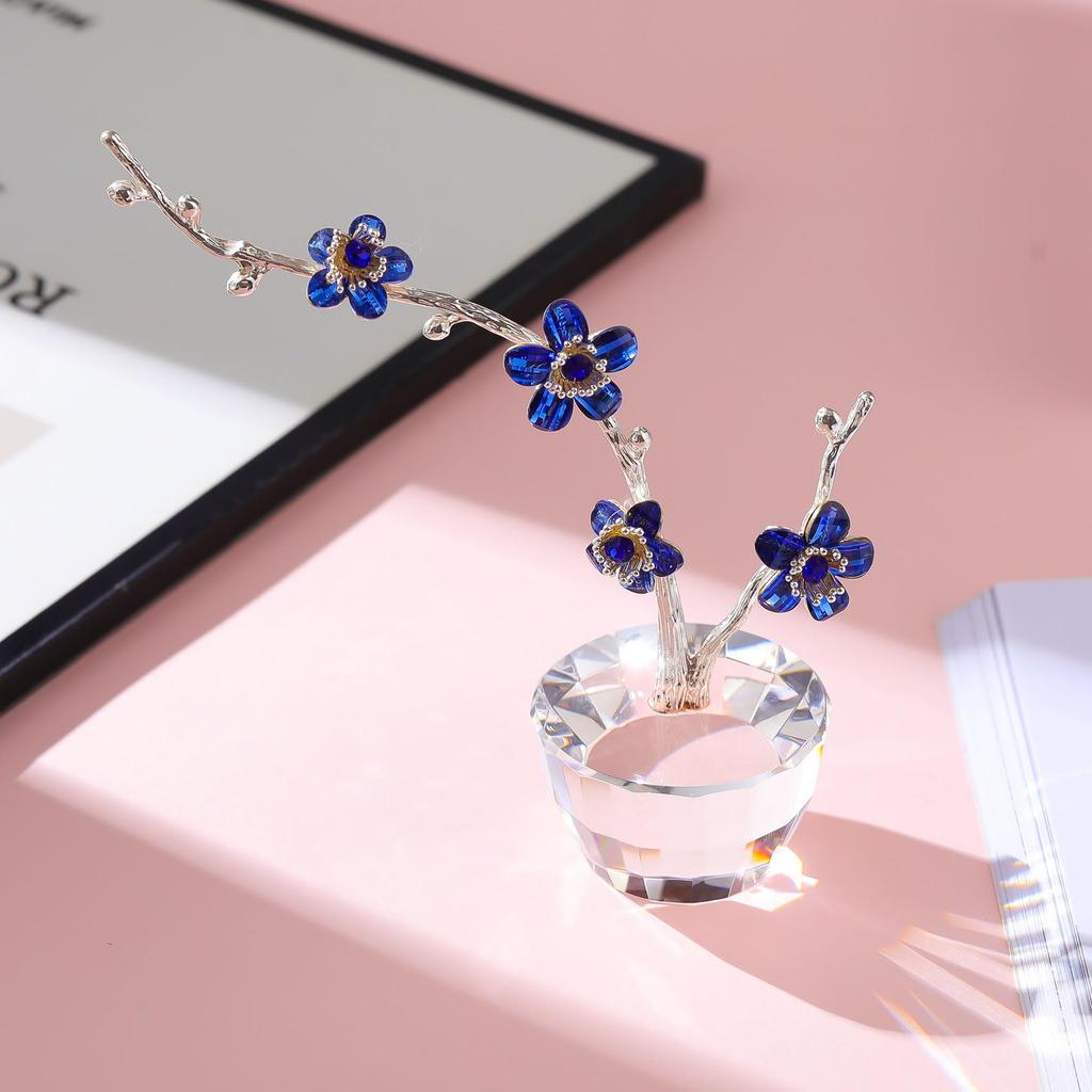 Kertari Birthday Gift for Women Popular K9 Crystal Flower Artificial Flower Ornament Interior Day 60th Birthday Celebration Wedding Anniversary