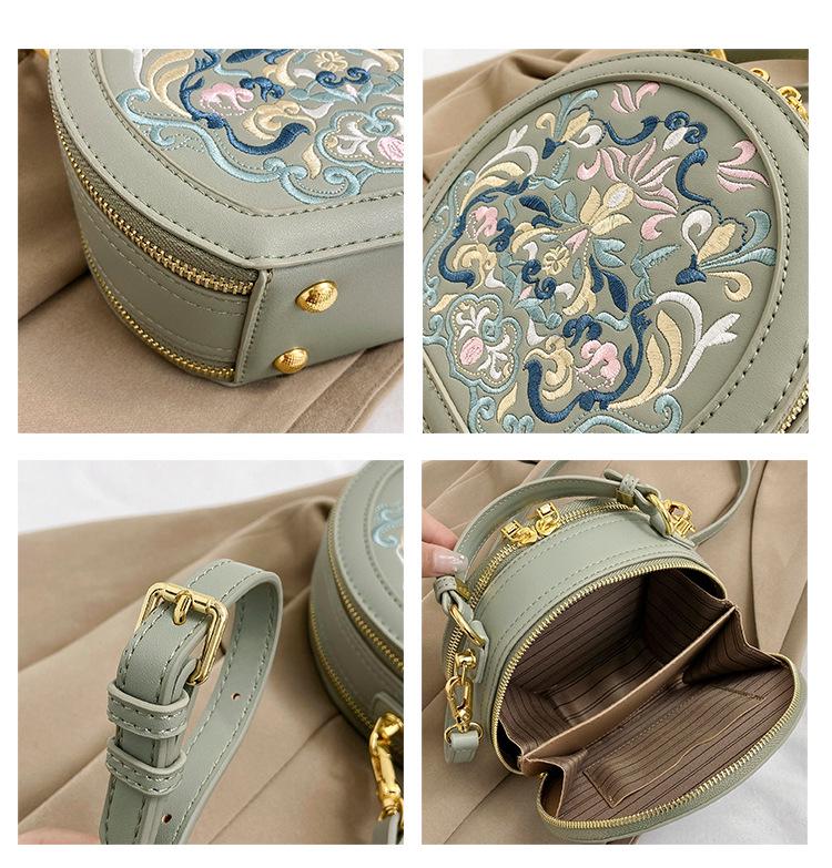 2025 Spring Women's Crossbody Bag: New Chinese Style, High-End Embroidered Small Round Handbag