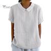 Camisa informal para mujer, solapa, manga corta, jersey de Color sólido, Top, camisa holgada de Color sólido, Tops, ropa de calle