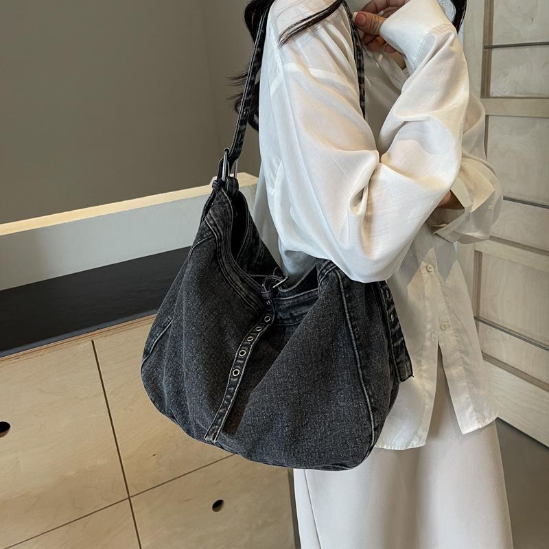 Große Tragetasche Damen Denim Schultertasche Unterarmtasche