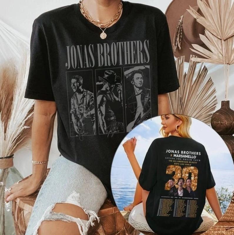 Bros Jonas Two-sided Shirt Living The Dream Tour 2025 Shirt Unisex T-Shirt XL