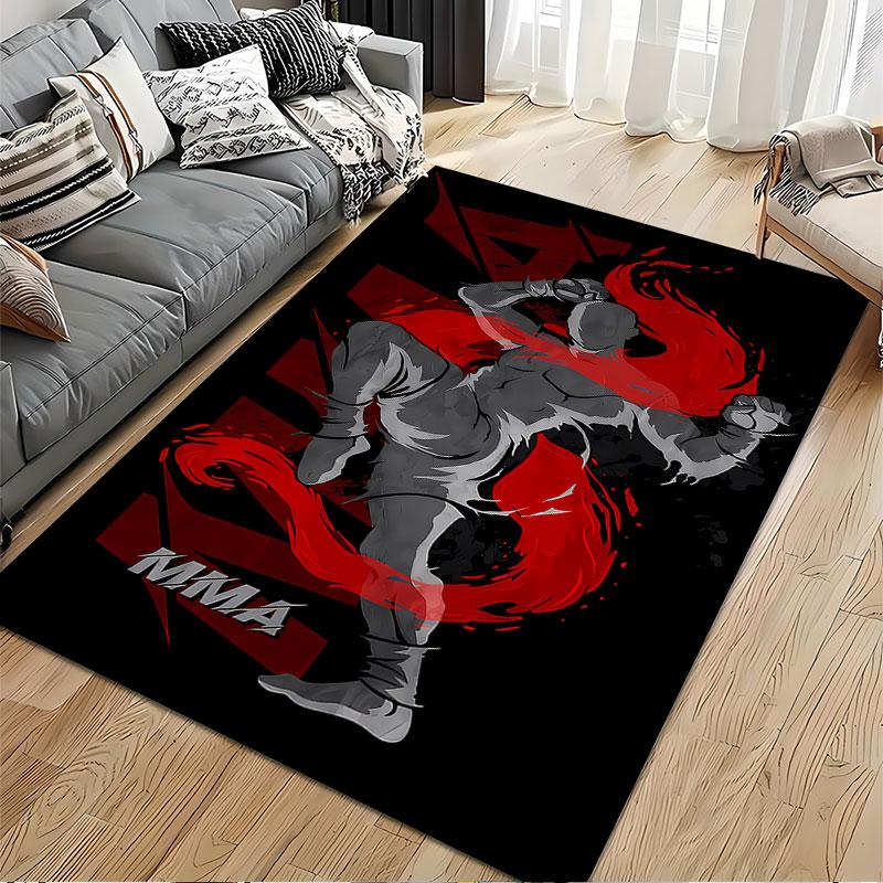 MMA Fighter Kick Red Flames suitable as a non-slip mat for the living room or bedroom sofa