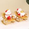 Resin Lucky Cat Figurine With Sitting Chair For Home Office Desk Decor