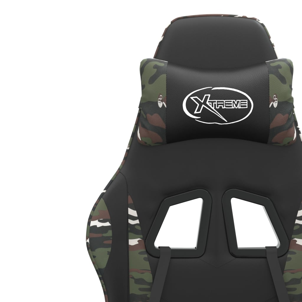 Gaming Chair Swivel Black and Camouflage Artificial Leather