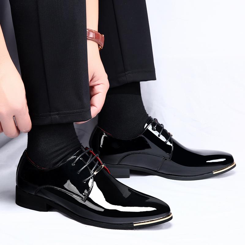 Fashion Men's wedding Shoes lace up oxfords Black Leather Formal Shoes Men office work Business dress Shoe Man zapatos de hombre