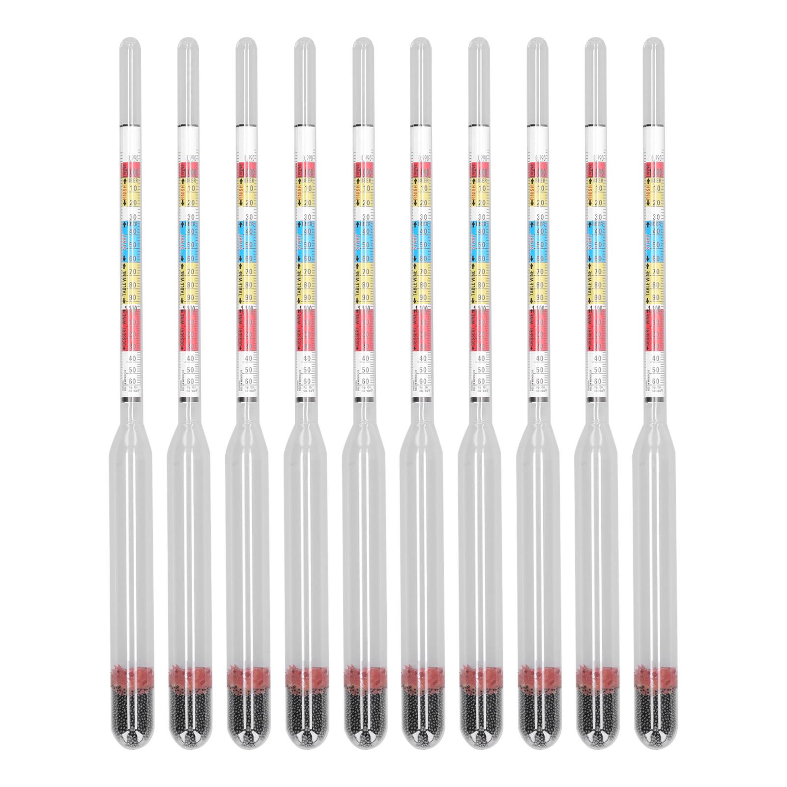 

10 шт. Виномер для виноделия Домашнее пивоварение Пивной ареометр Мерный цилиндр 3 шкалы Бытовые принадлежности