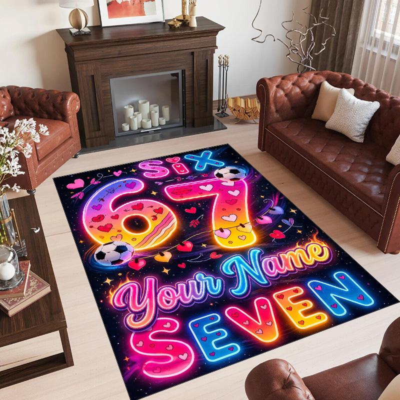 Celebration Party Theme Crystal Velvet Rug Personalized Custom Name Text Soft Floor Mat Home Decor