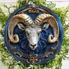 Vintage Zodiac Ram Round Metal Sign Weatherproof Wall Art Home Decor