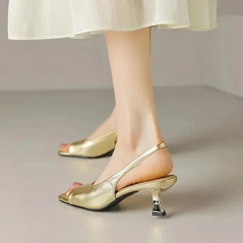 Fashion Summer Slim Heels, 2025 Fashion Square Head, Open Toe Women's High Heels, Dress, Hanging Strap, Sexy Women's High Heel Sandals