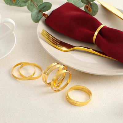 12Pcs Golden Napkin Rings Metal Circle Design Napkin Holders Buckles Family Dinner Wedding Party Table Decoration