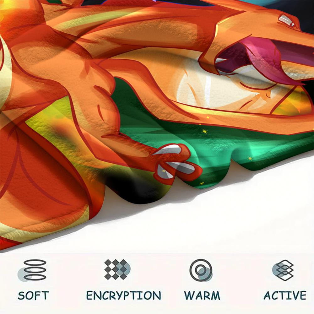 Coperta in Flanella con Fantasia Charmander, Alta Qualità, Confortevole per Tutte le Stagioni, Decorazione per la Casa, Calore e Comfort, Perfetta per Regali.