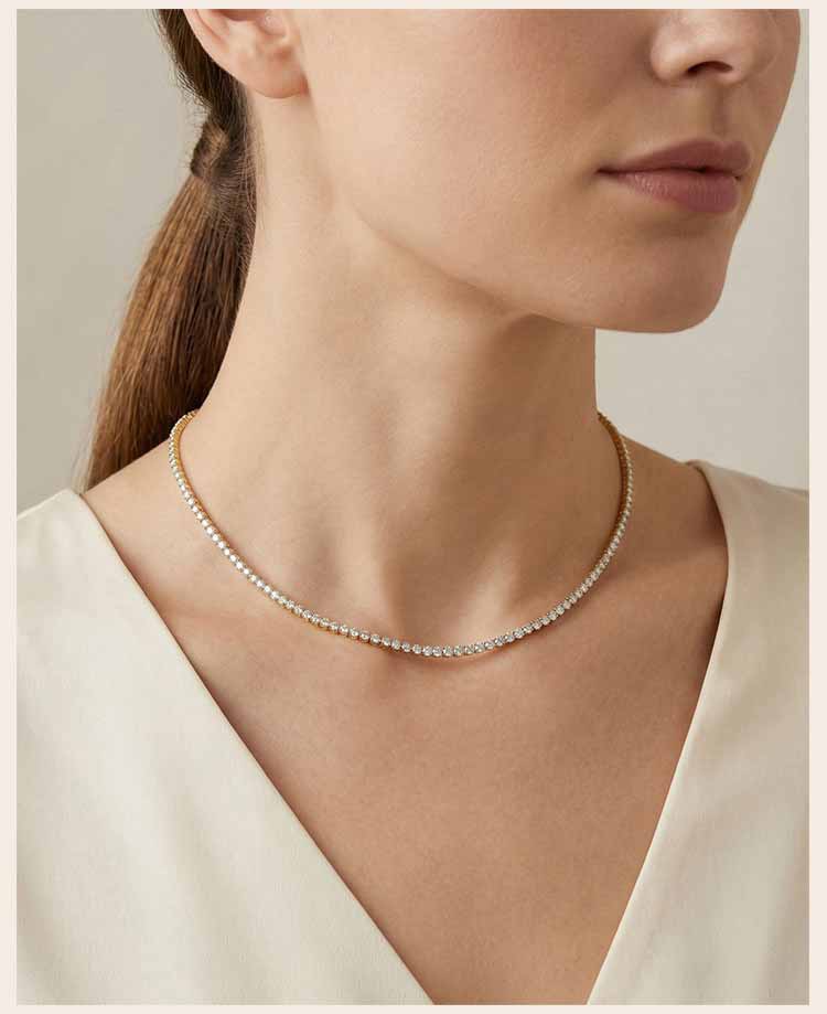 Women's Cubic Zirconia Tennis Necklace, Stainless Steel CZ Chain Crystal Choker Rhinestone Necklace, Luxury Wedding Women Gift