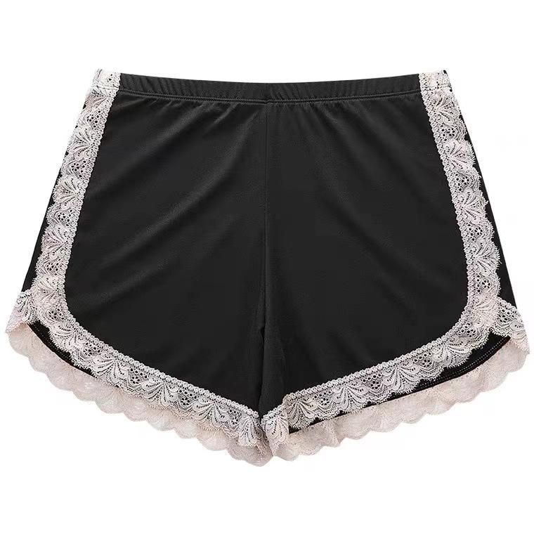 Ice Silk Women's Lace-Trimmed Three-Quarter Length Safety Shorts: Comfortable, Breathable, and Suitable for Summer Outerwear.