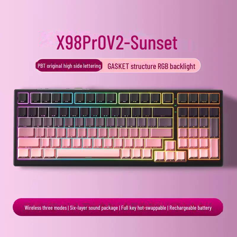 

Механическая клавиатура Xinmeng X98ProV2 RGB с тремя режимами подключения Bluetooth: Игровая клавиатура с возможностью горячей замены всех клавиш side engraved white jade axis