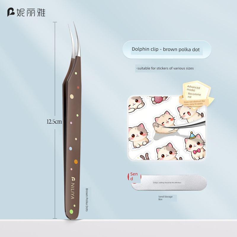 

Niliya s New Model of Landscaping Stickers, High-Precision Tweezers, Creative Tools for Journals, Gold Feather Clips, Special Tweezers for Bead Art [Brown Polka Dot] New Dolphin Clip