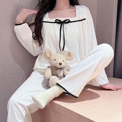 2025 Damen Ein-Schulter Seiden-Pyjama-Set - Langarm-Oberteil & Hose