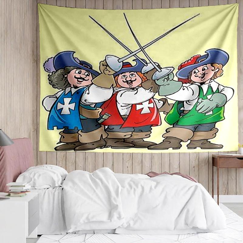 The Three Musketeers Print Tapestry, Backdrop, Easy Setup, Ideal for Bedroom, Office & Living Room, with Aesthetic Wall Hanging Decor.