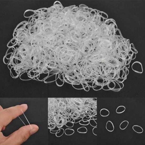 500Pcs Disposable Clear Rubber Band Elastic Bind Tie Hair Ring Ponytail Holder